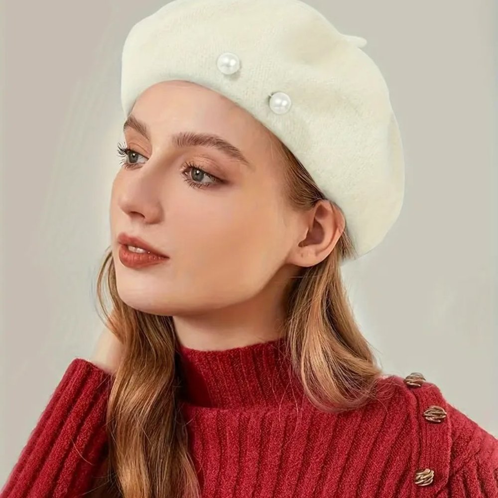 Elegant Bud Hat With Faux Pearl Decor, Sweet Style Versatile Casual Hat
